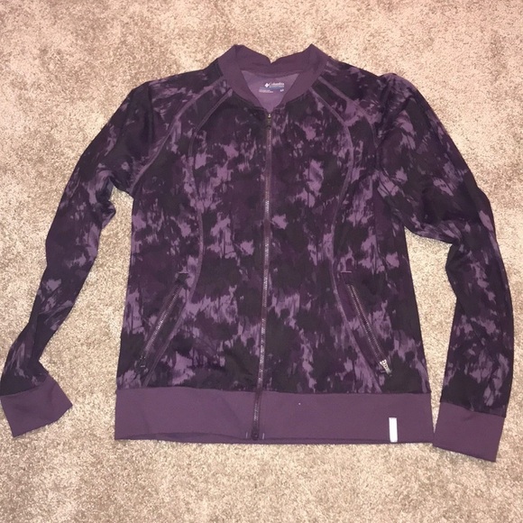 Columbia Purple Print Bomber Full Zip Jacket - Picture 1 of 5